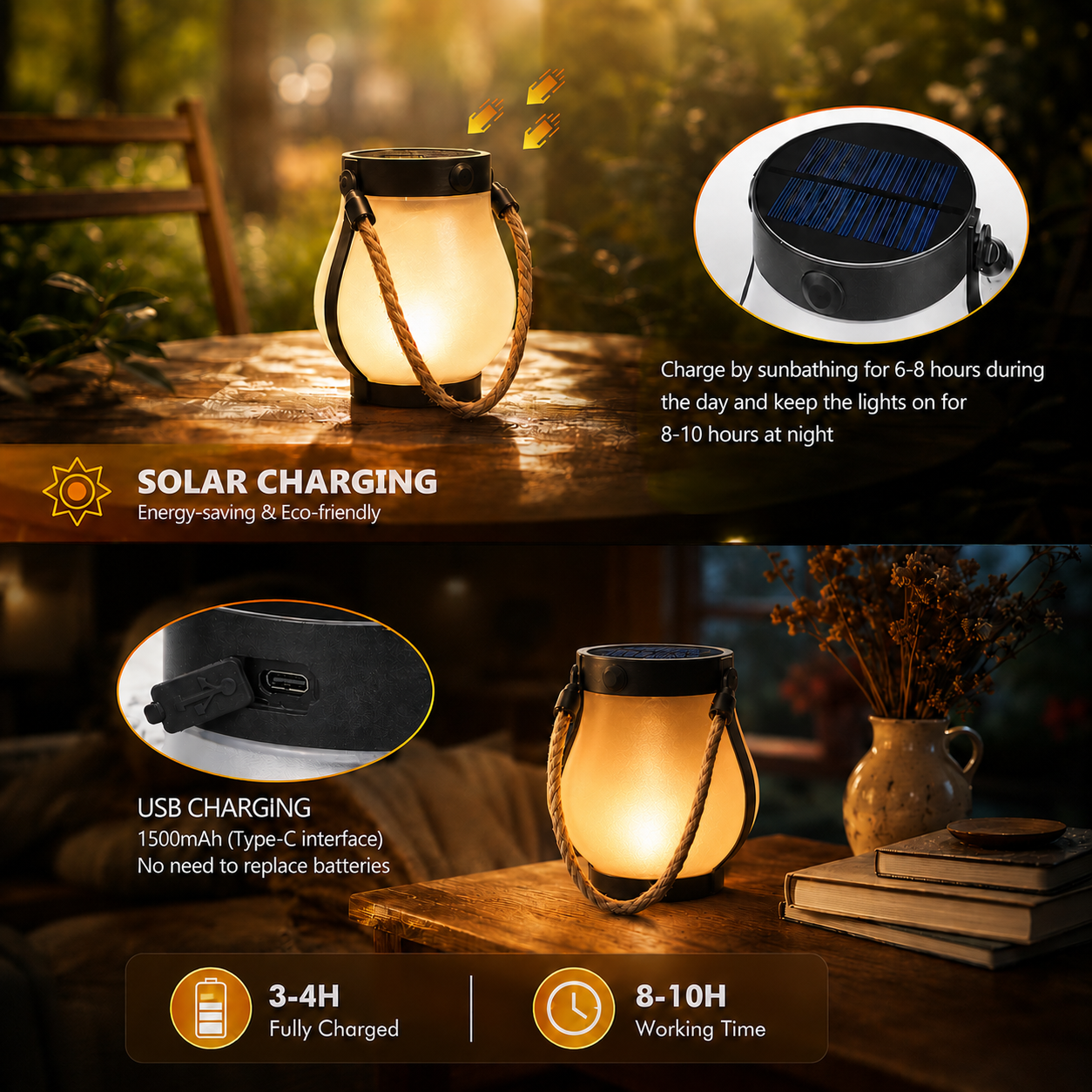 Solar Flame Lantern | Flickering Firelight, No Fire Required