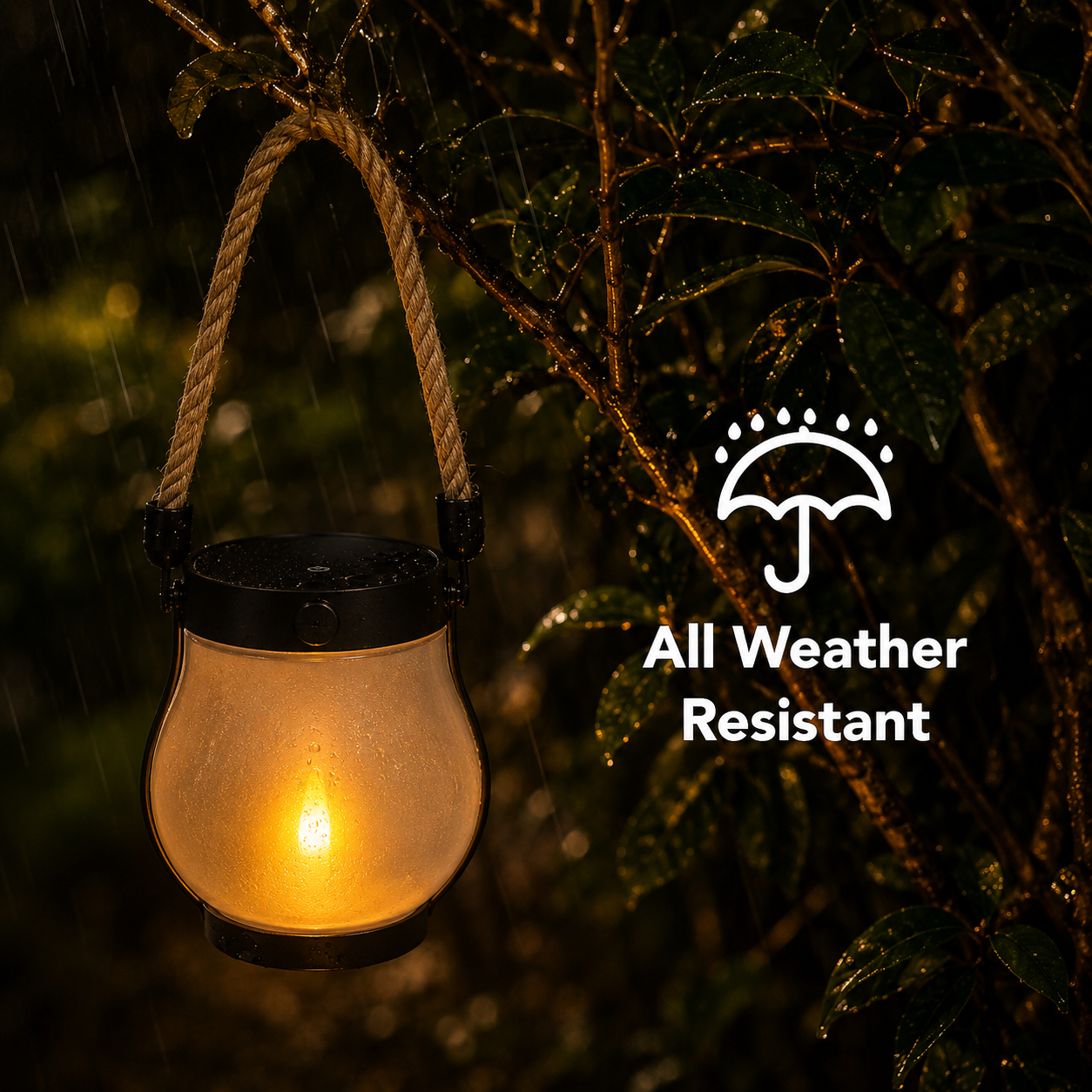 Solar Flame Lantern | Flickering Firelight, No Fire Required